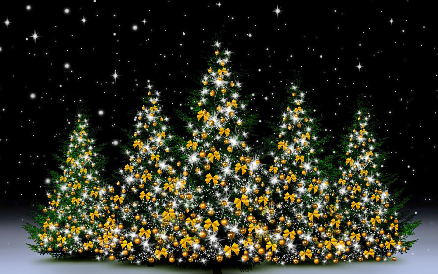 Screenshot №1 pro téma Christmas Trees in Light 1440x900