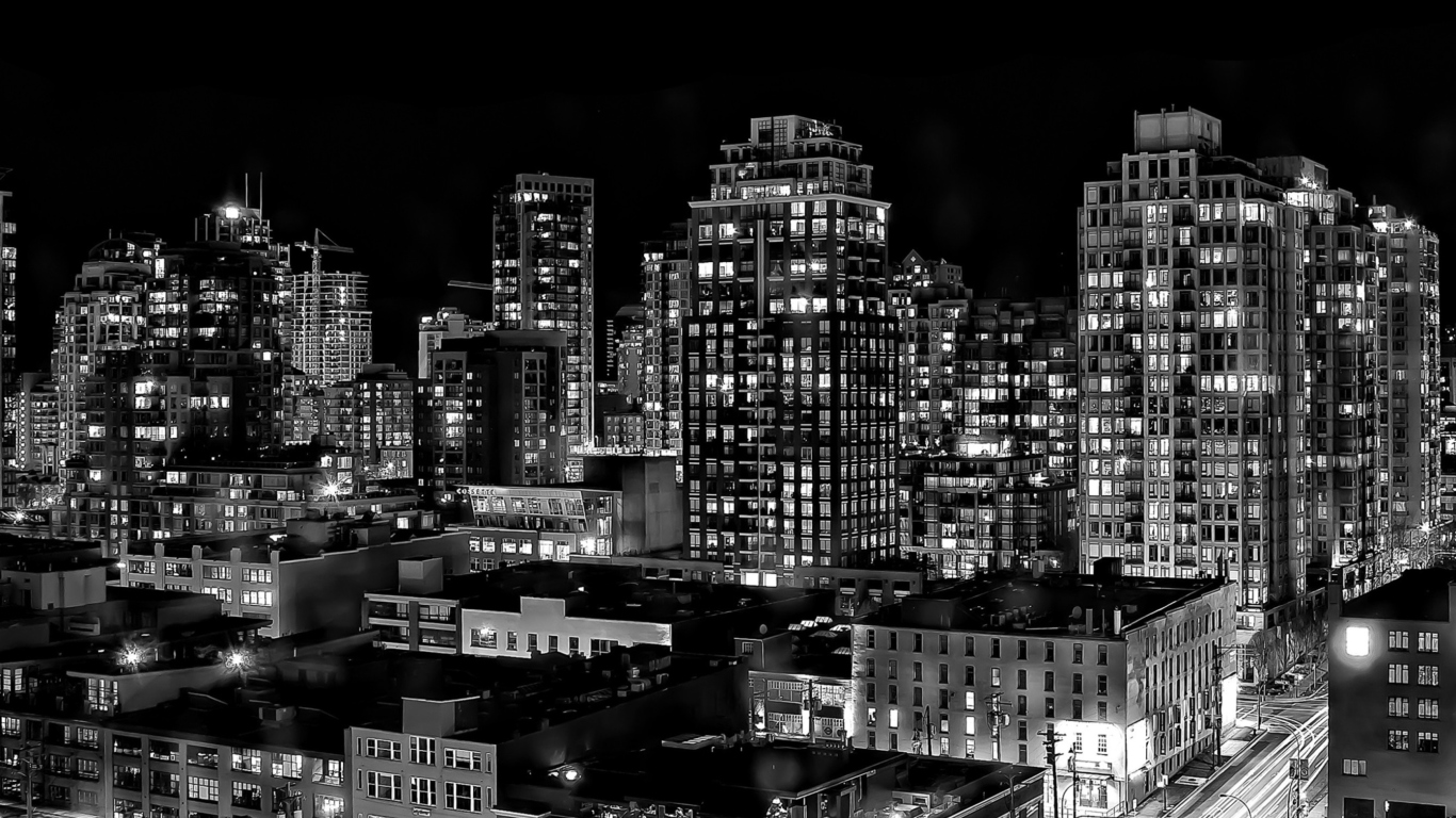 Night Canadian City wallpaper 1366x768