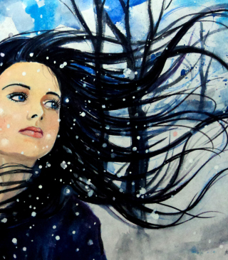 Winter Girl Painting - Obrázkek zdarma pro Nokia Asha 308