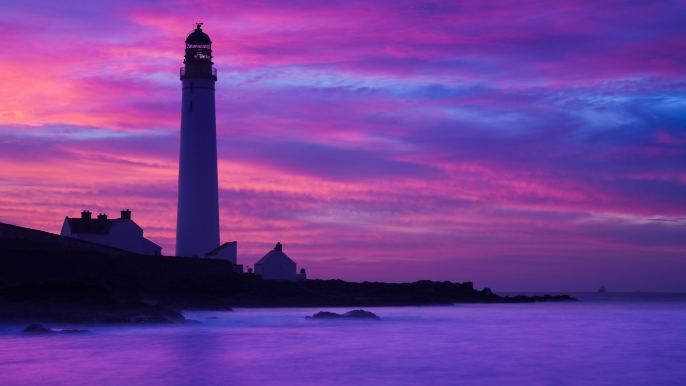 Lighthouse under Purple Sky wallpaper 1366x768
