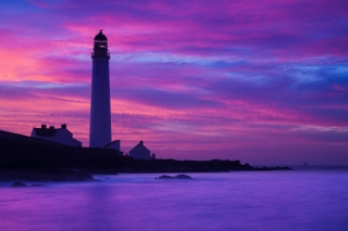 Lighthouse under Purple Sky Wallpaper for Android, iPhone and iPad