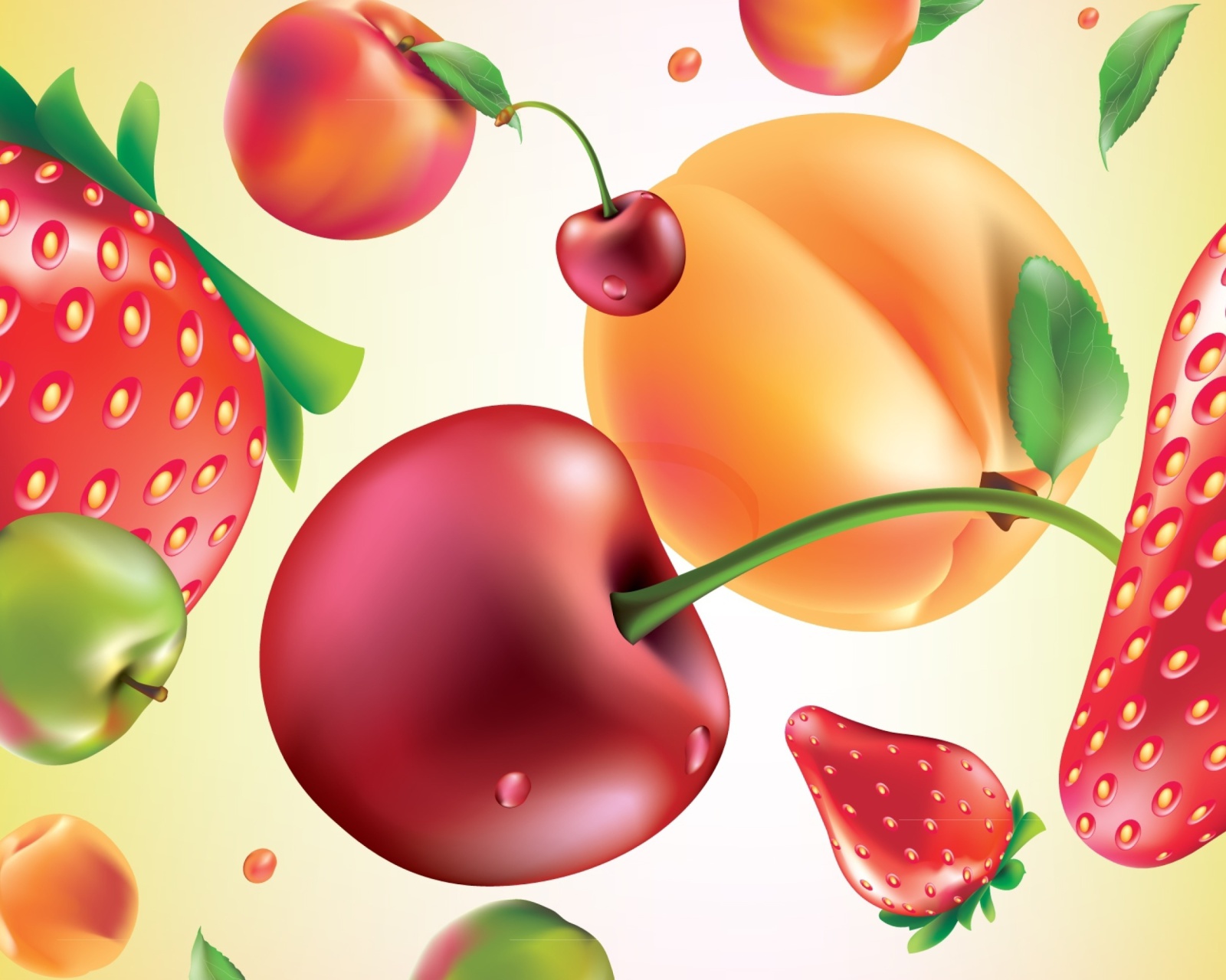 Das Drawn Fruit and Berries Wallpaper 1600x1280