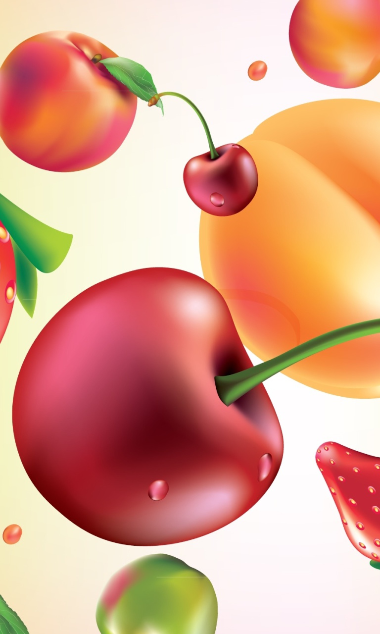 Das Drawn Fruit and Berries Wallpaper 768x1280