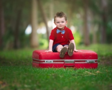 Screenshot №1 pro téma Cute Boy Sitting On Red Luggage 220x176