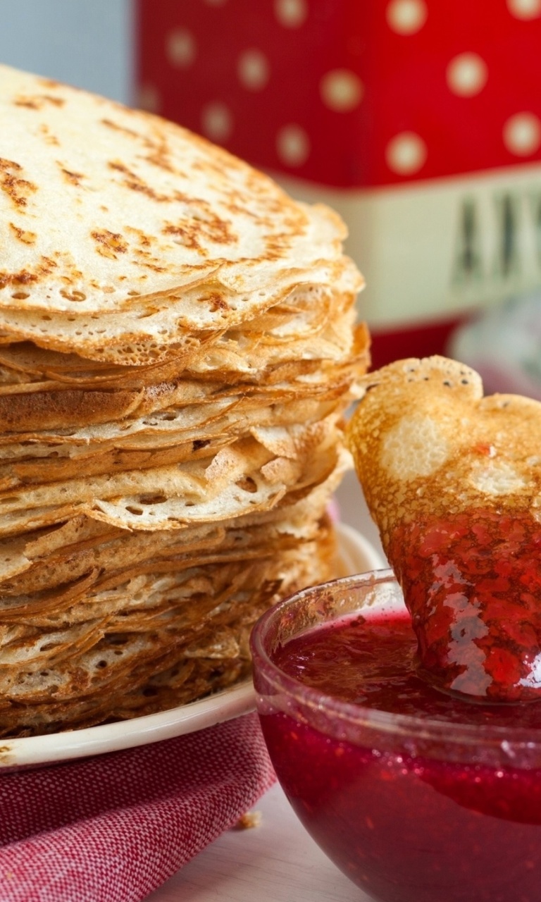 Russian pancakes with jam wallpaper 768x1280