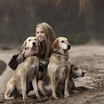 Fondo de pantalla Girl With Dogs 208x208
