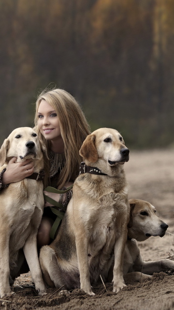 Обои Girl With Dogs 360x640