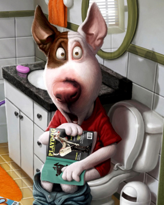 Comic Dog in Toilet with Magazine - Obrázkek zdarma pro 640x1136