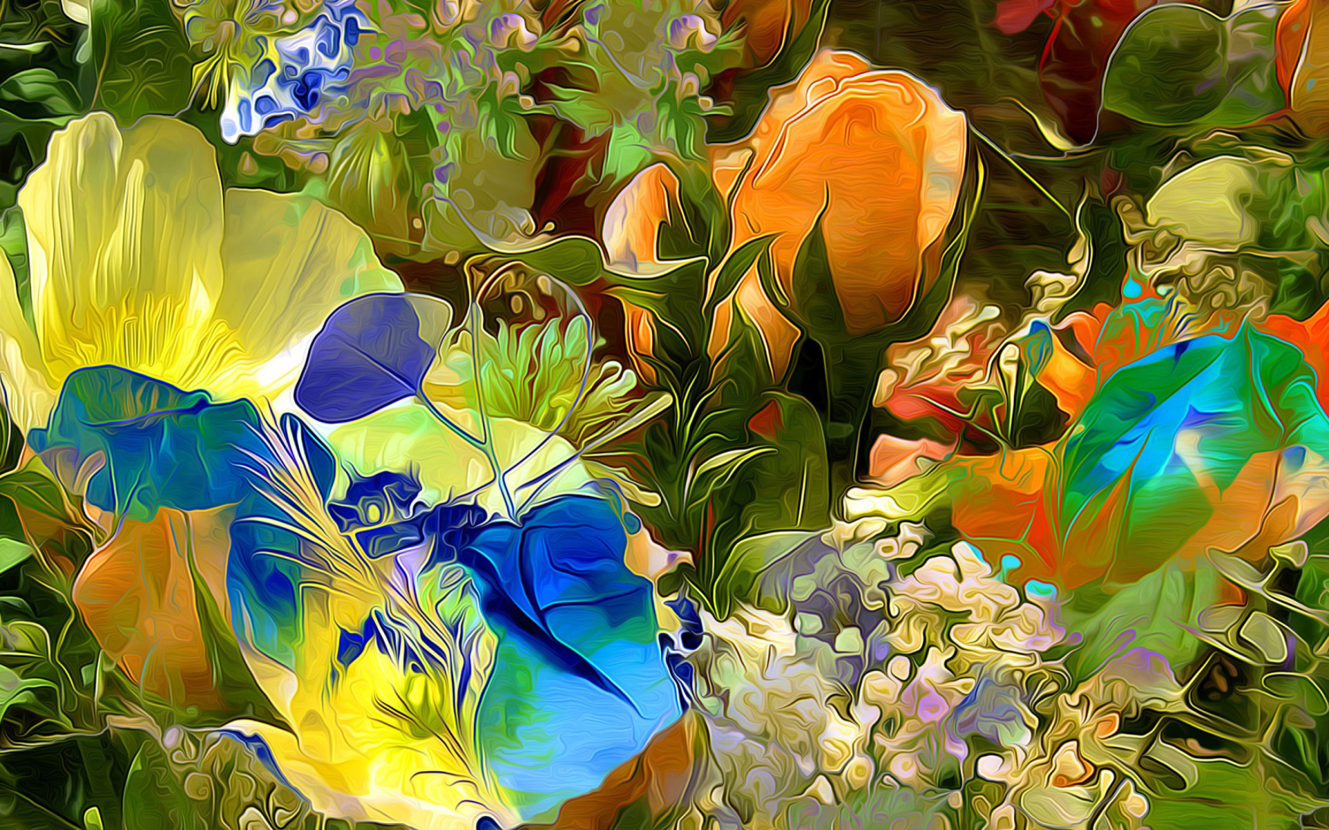 Das Stylized Summer Drawn Flowers Wallpaper 1920x1200