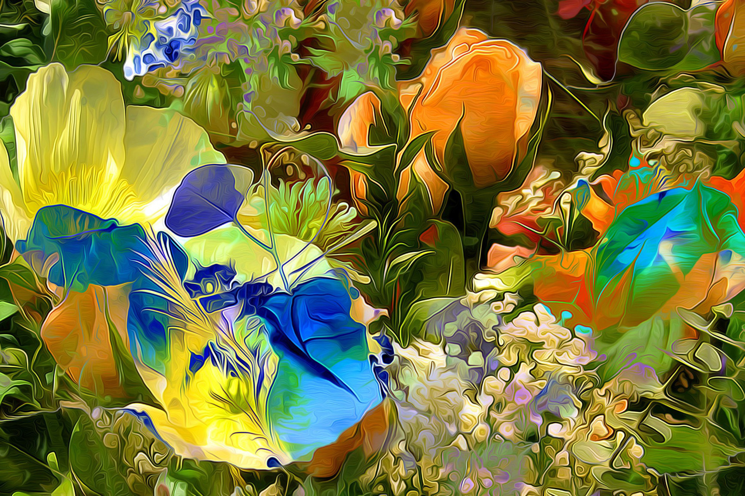 Stylized Summer Drawn Flowers wallpaper 2880x1920