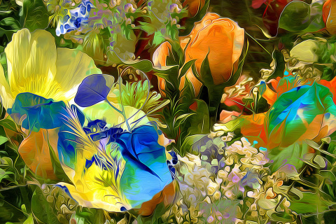 Screenshot №1 pro téma Stylized Summer Drawn Flowers 480x320