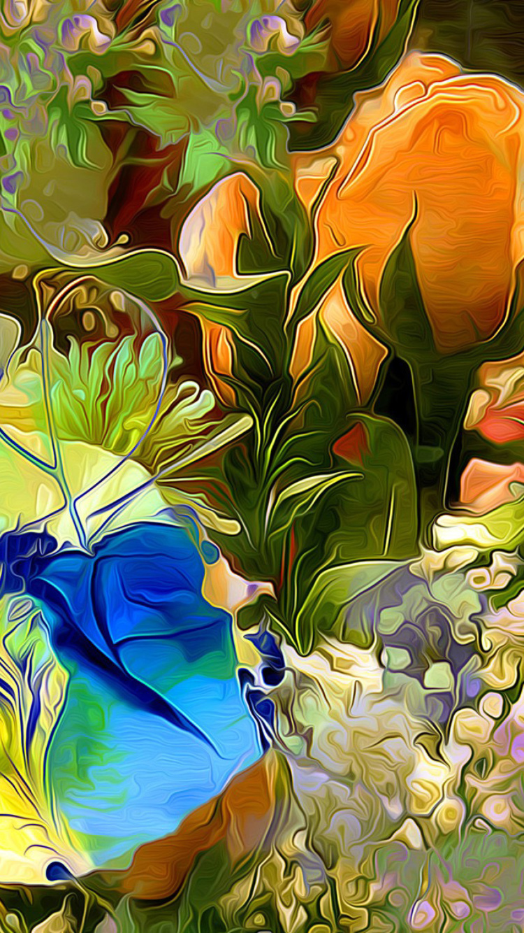 Stylized Summer Drawn Flowers screenshot #1 750x1334