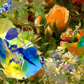 Stylized Summer Drawn Flowers - Obrázkek zdarma pro 208x208