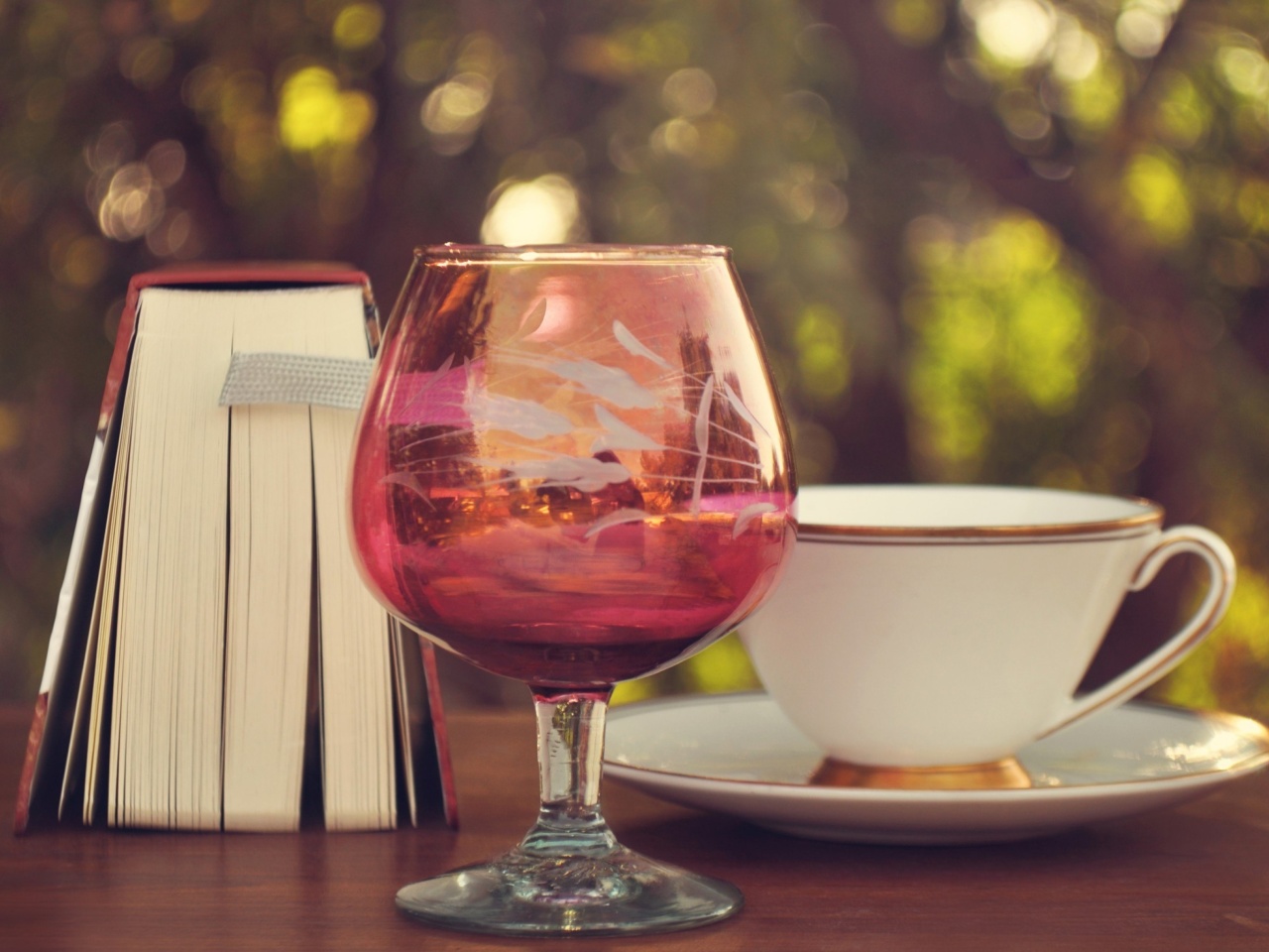 Fondo de pantalla Perfect day with wine and book 1280x960