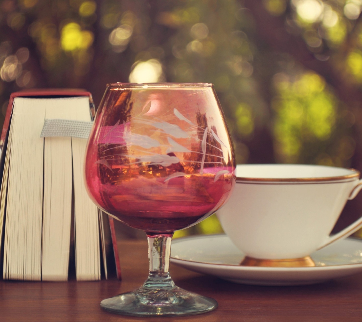 Fondo de pantalla Perfect day with wine and book 1440x1280