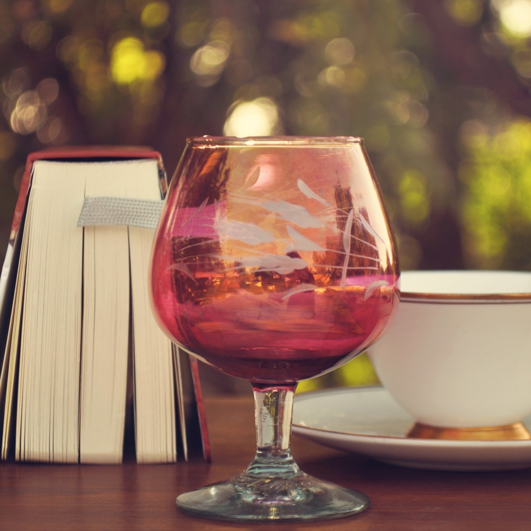 Fondo de pantalla Perfect day with wine and book 2048x2048