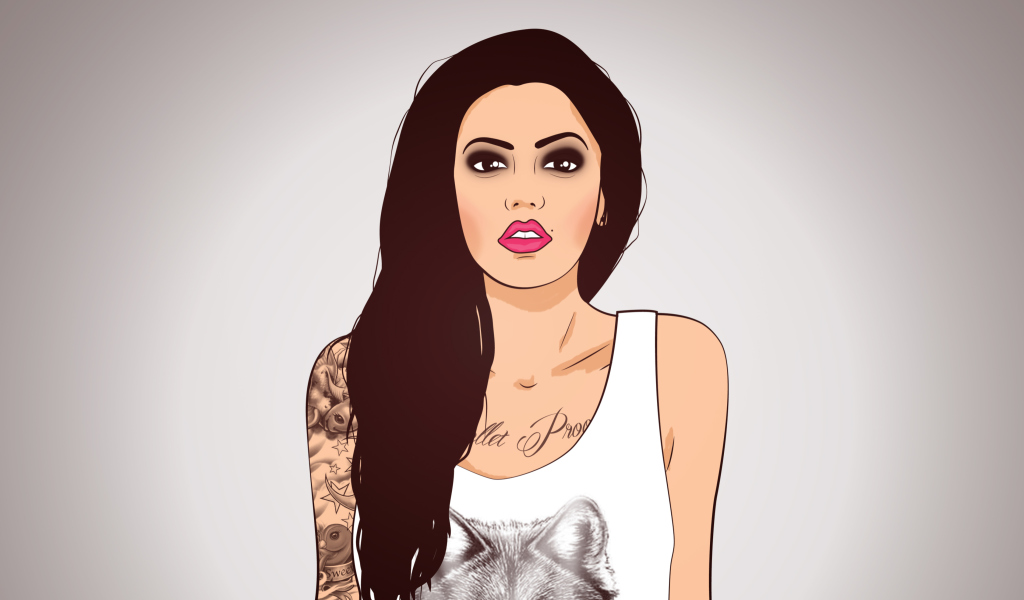 Screenshot №1 pro téma Girl With Tattoo Illustration 1024x600
