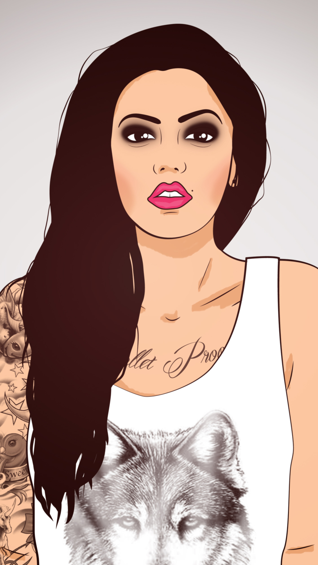 Screenshot №1 pro téma Girl With Tattoo Illustration 1080x1920