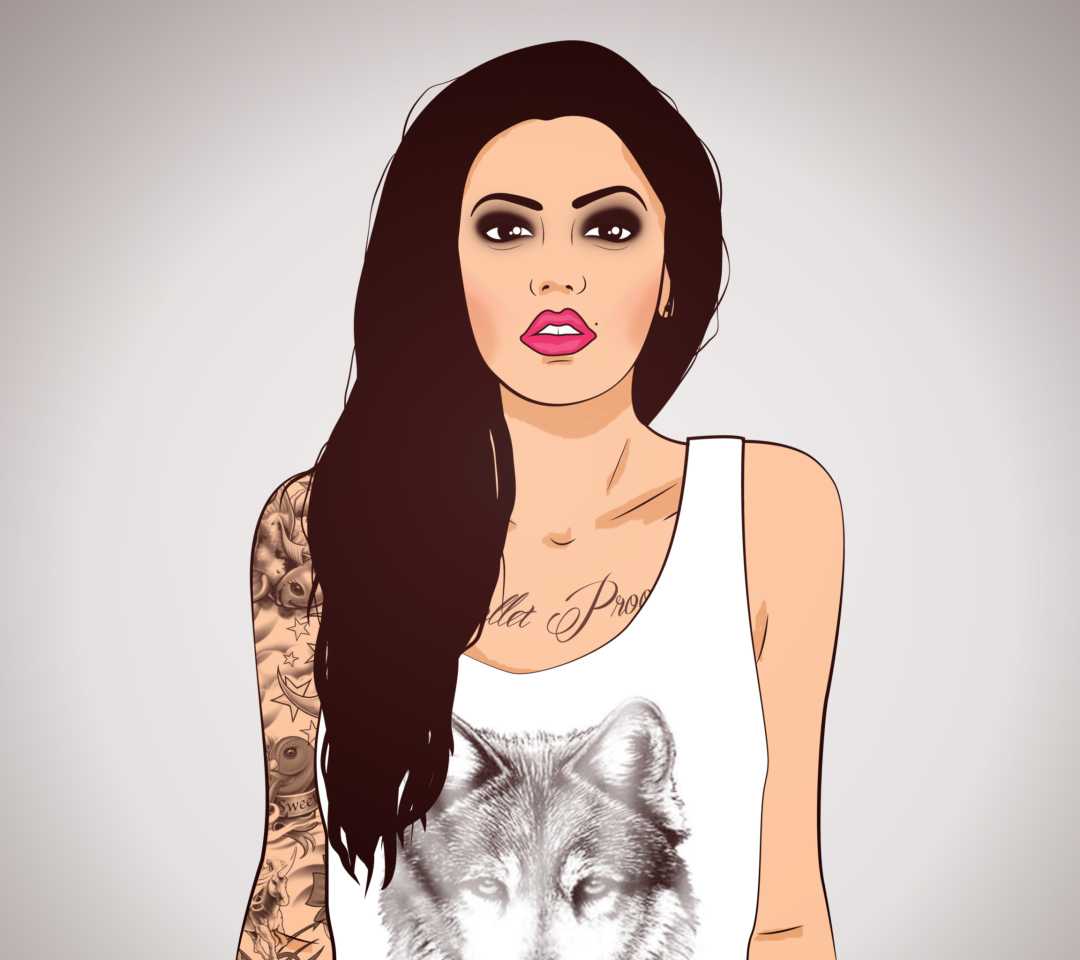 Screenshot №1 pro téma Girl With Tattoo Illustration 1080x960