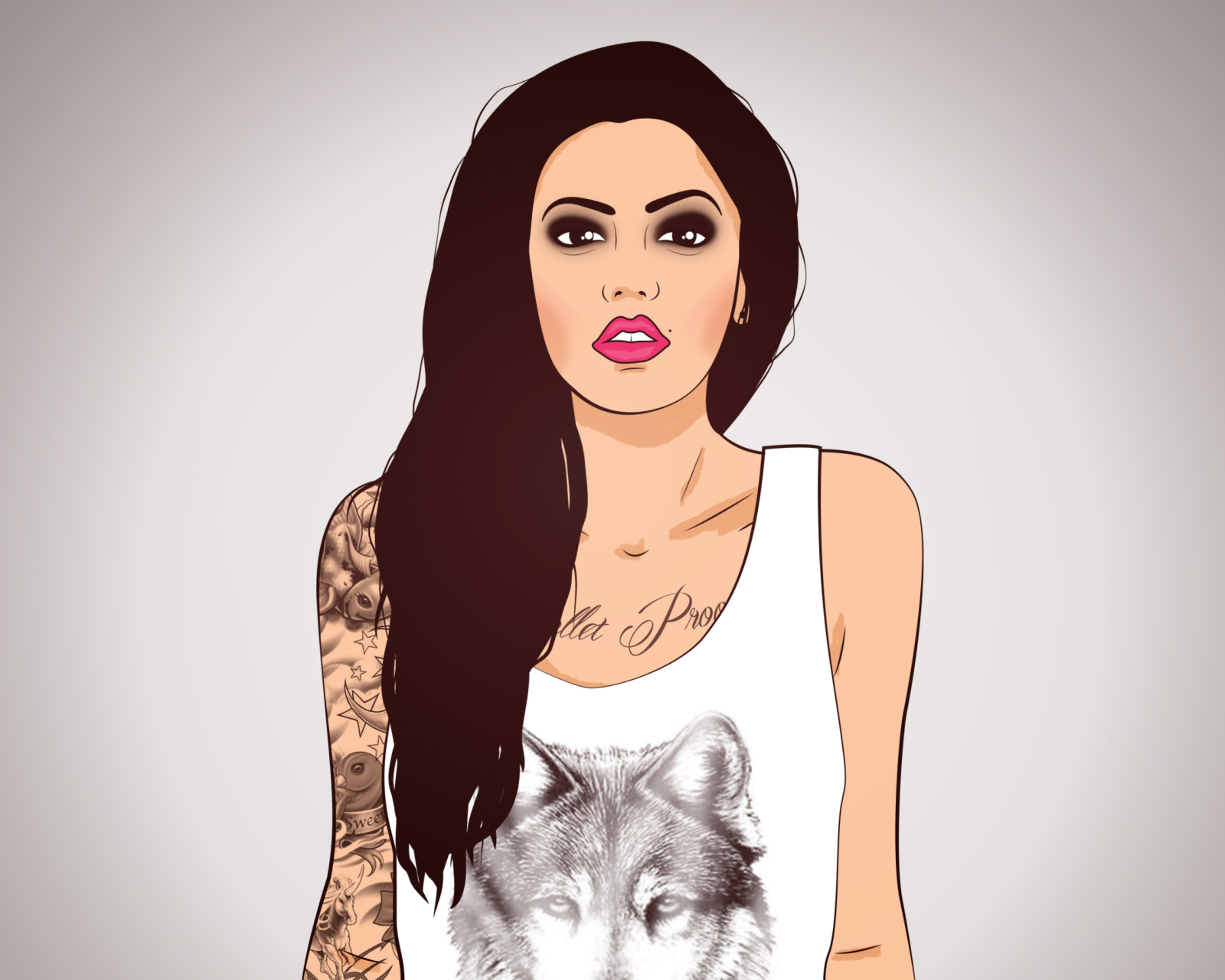 Screenshot №1 pro téma Girl With Tattoo Illustration 1600x1280