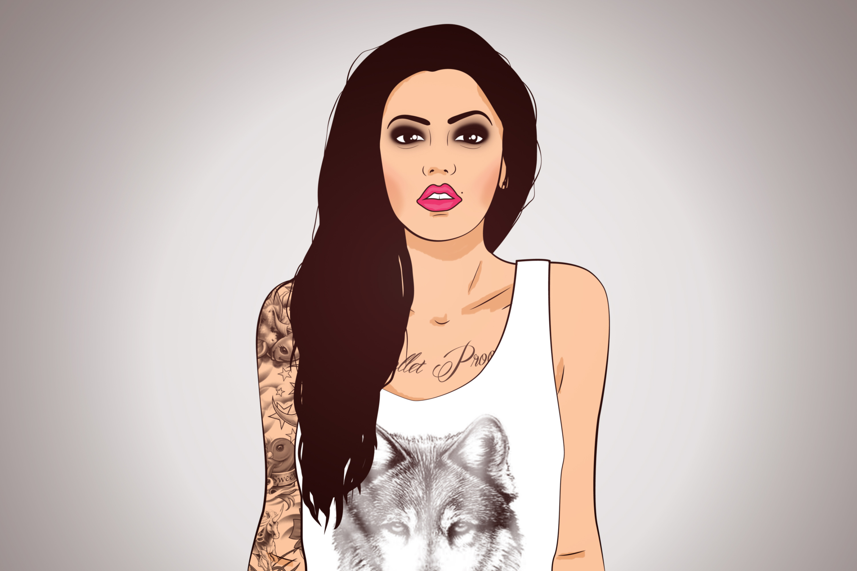 Girl With Tattoo Illustration screenshot #1 2880x1920
