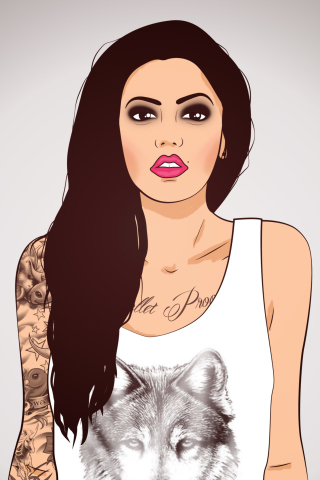 Screenshot №1 pro téma Girl With Tattoo Illustration 320x480