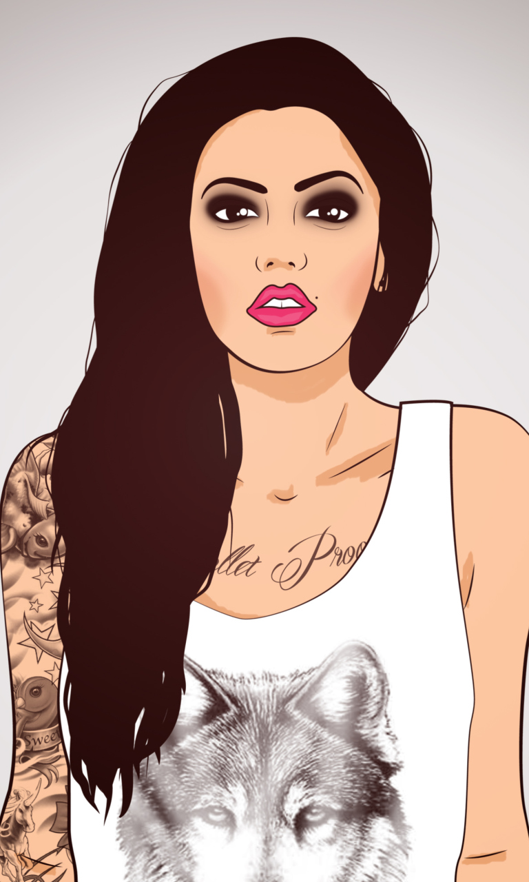 Screenshot №1 pro téma Girl With Tattoo Illustration 768x1280