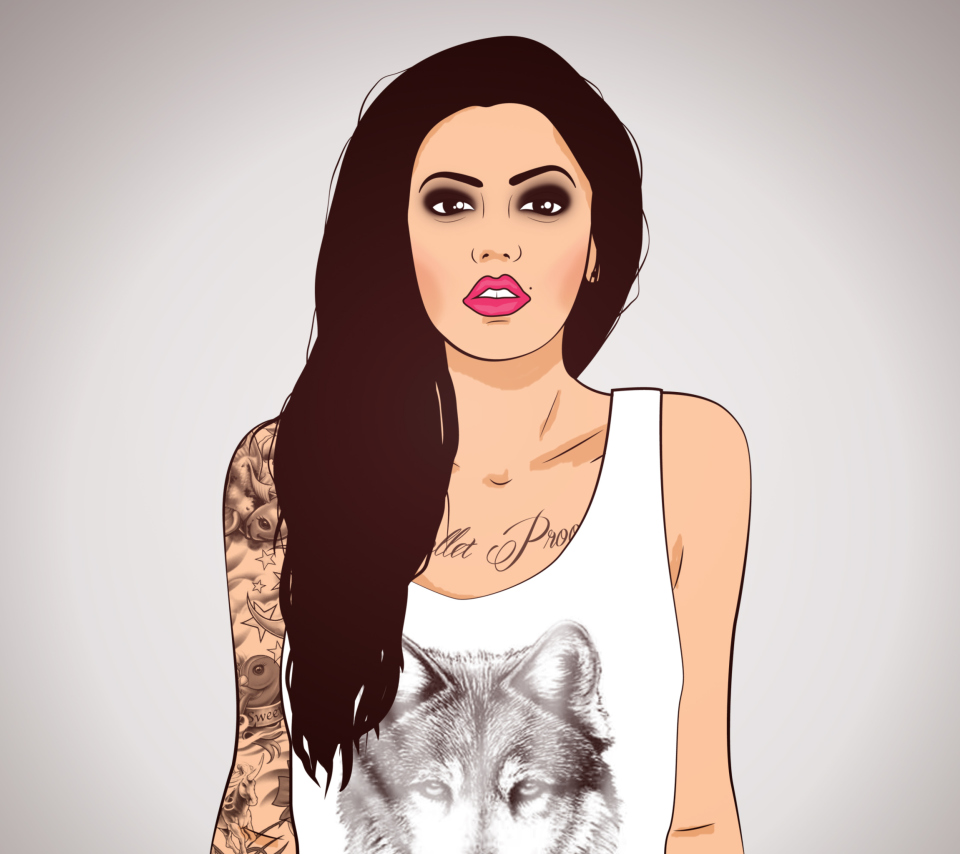 Screenshot №1 pro téma Girl With Tattoo Illustration 960x854
