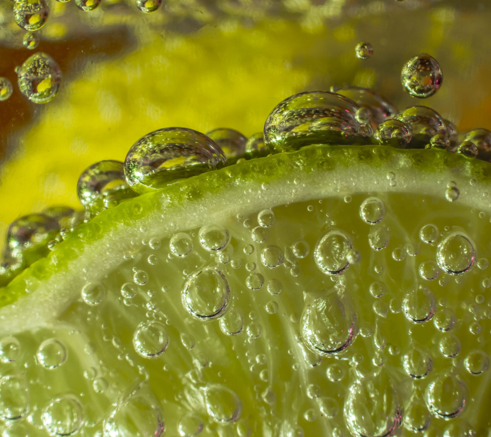 Das Green Lime Bubbles Wallpaper 960x854