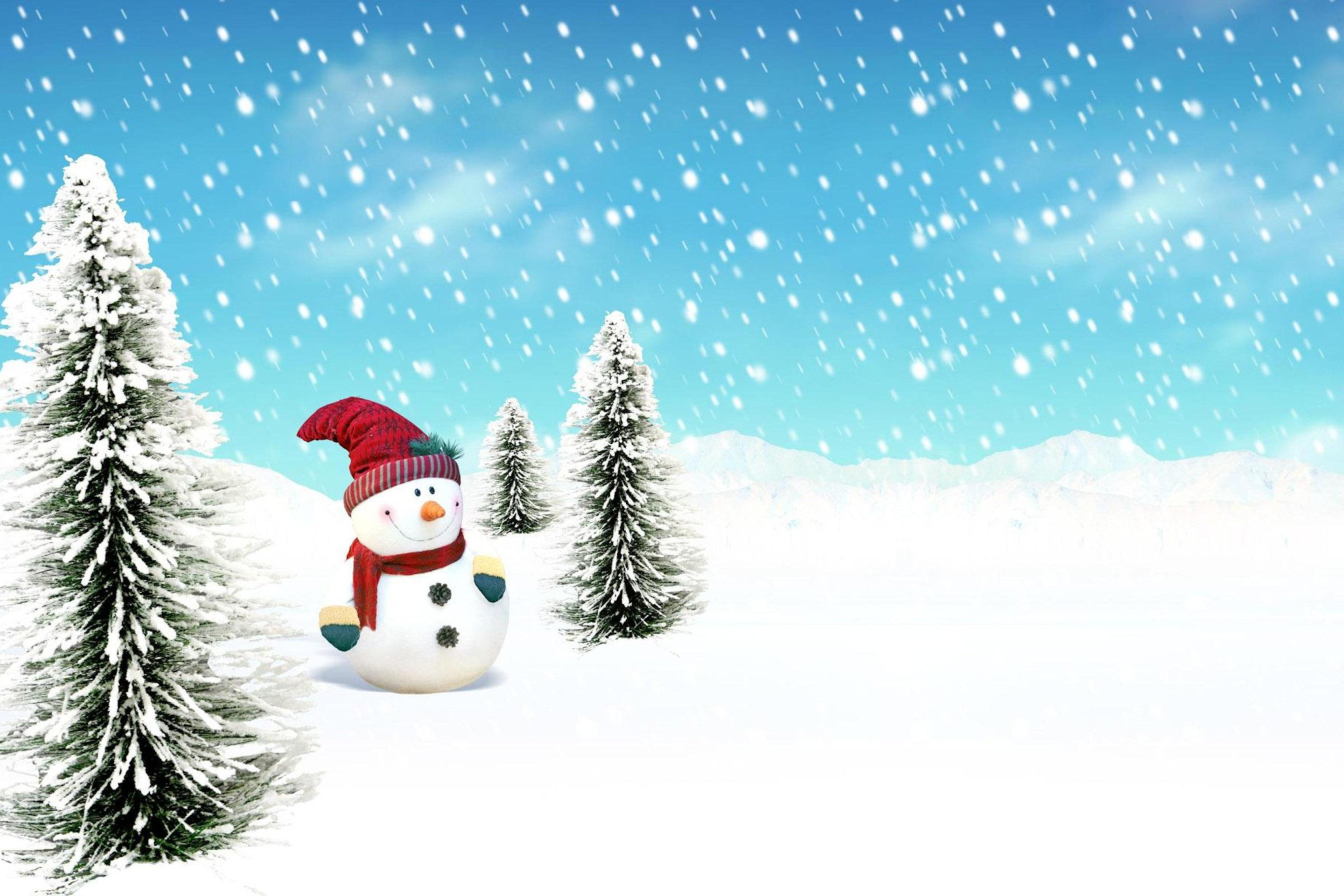 Das Christmas Snowman Wallpaper 2880x1920