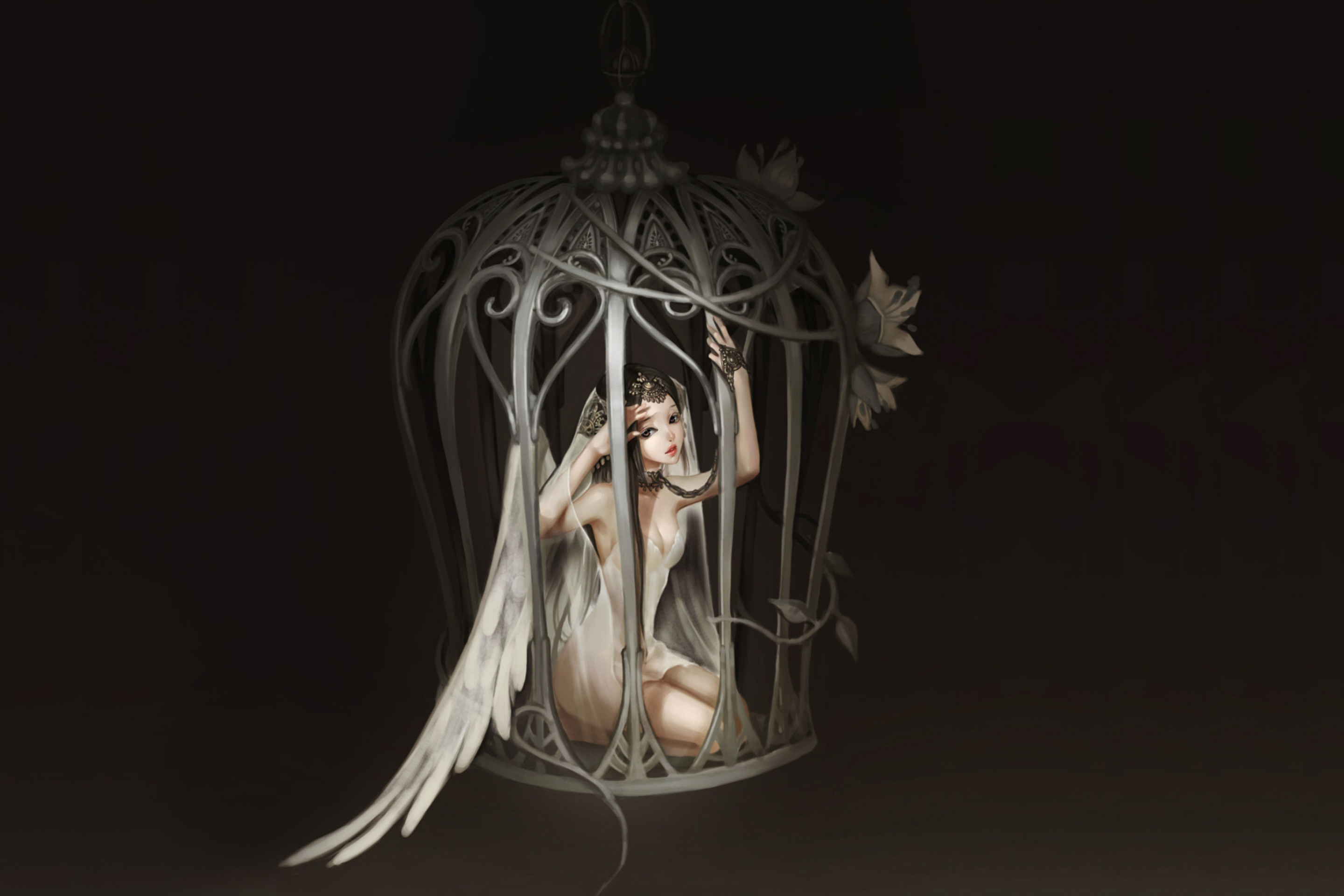 Das Angel In Cage Wallpaper 2880x1920