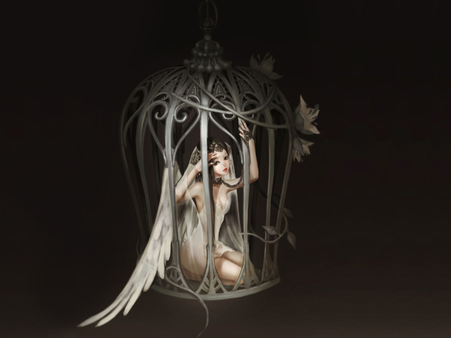 Das Angel In Cage Wallpaper 640x480