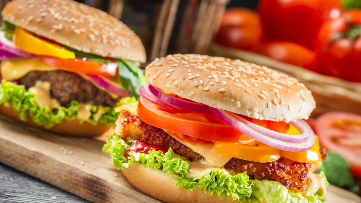 Обои Fast Food Burgers 1366x768