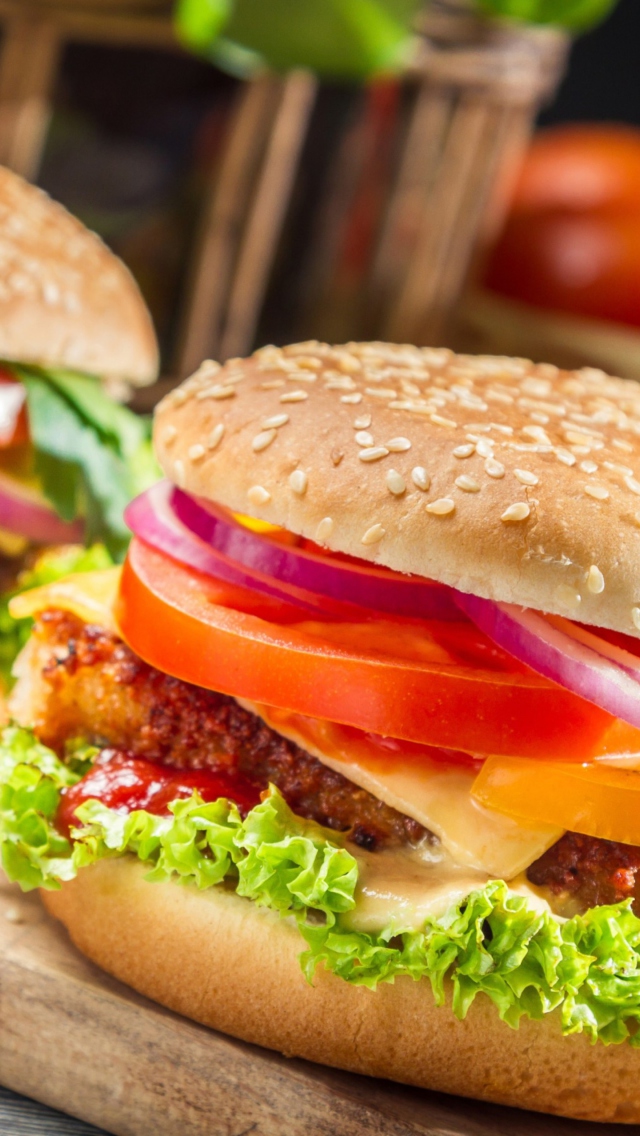 Fondo de pantalla Fast Food Burgers 640x1136