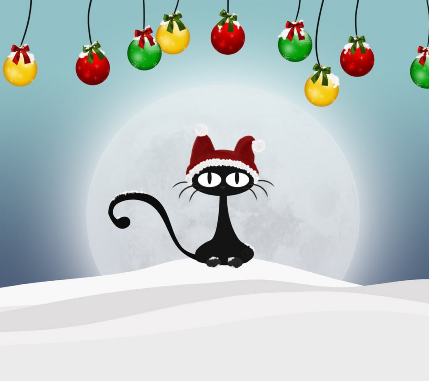 Das Christmas Cat Wallpaper 1440x1280