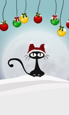 Обои Christmas Cat 240x400