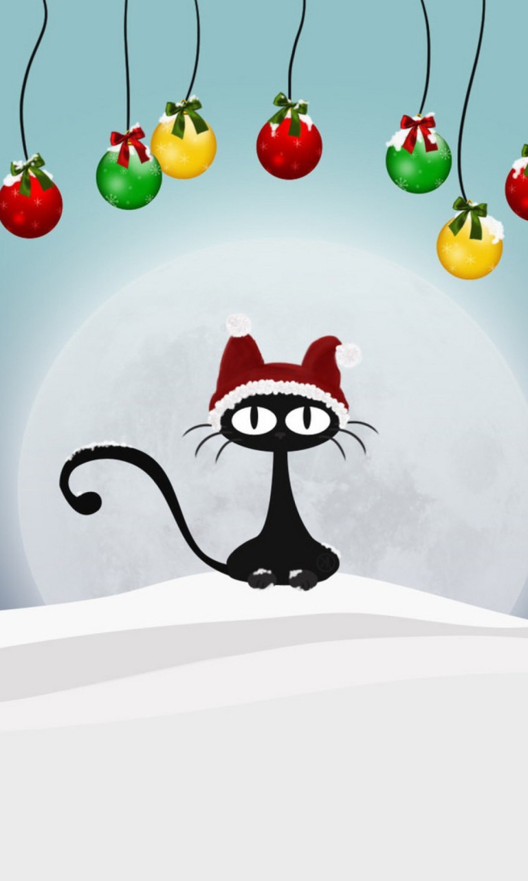 Das Christmas Cat Wallpaper 768x1280