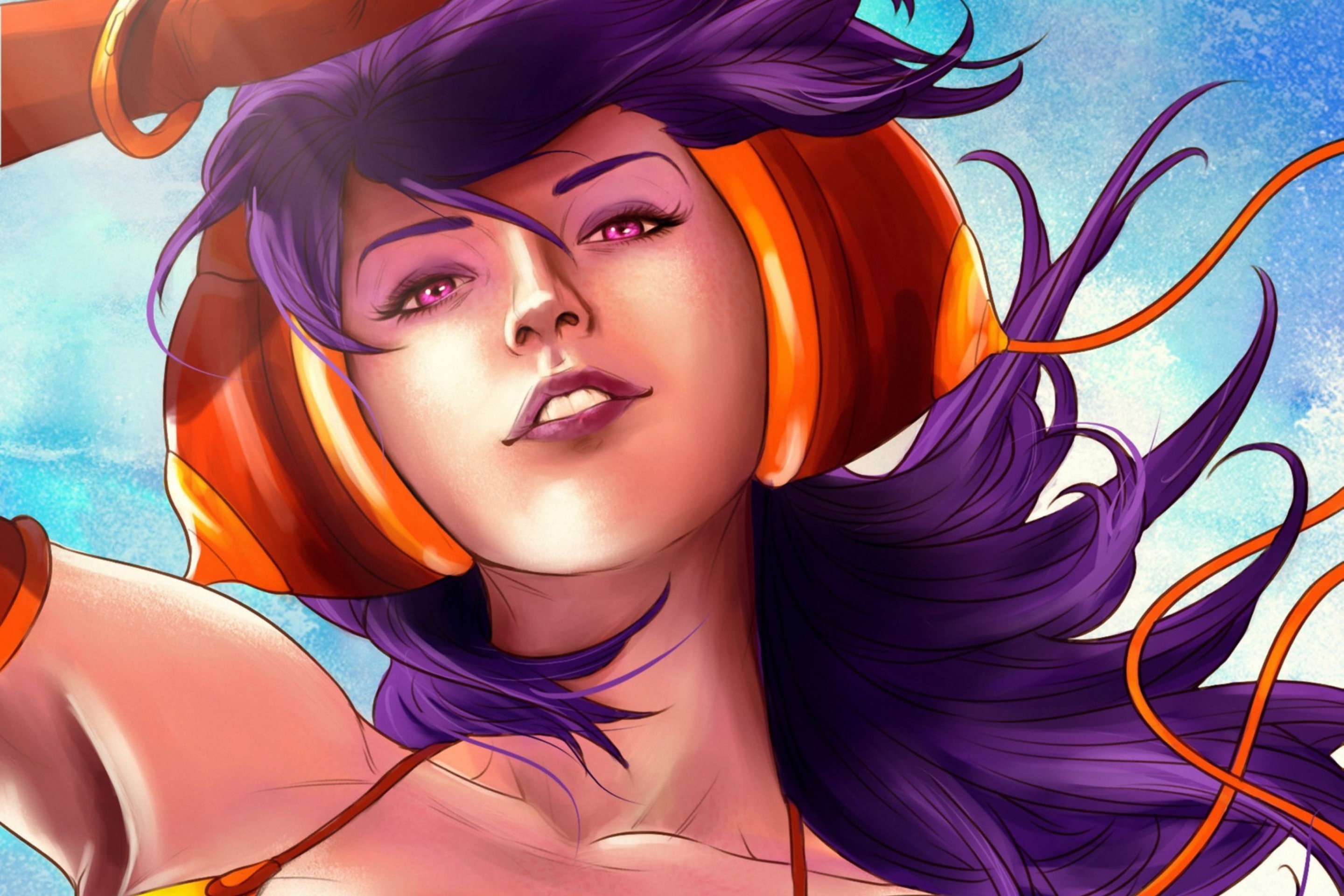 Screenshot №1 pro téma Purple Hair Girl Art 2880x1920