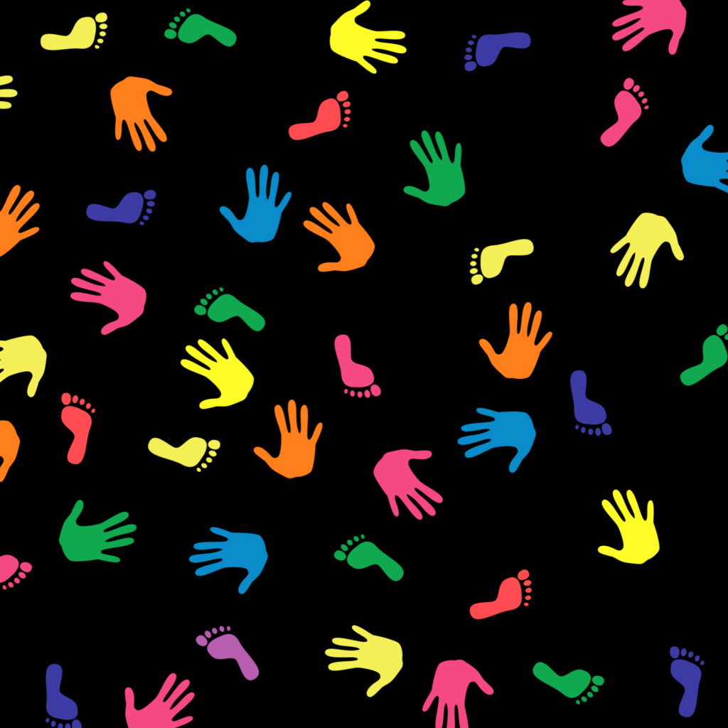 Das Colorful Hands And Feet Pattern Wallpaper 1024x1024