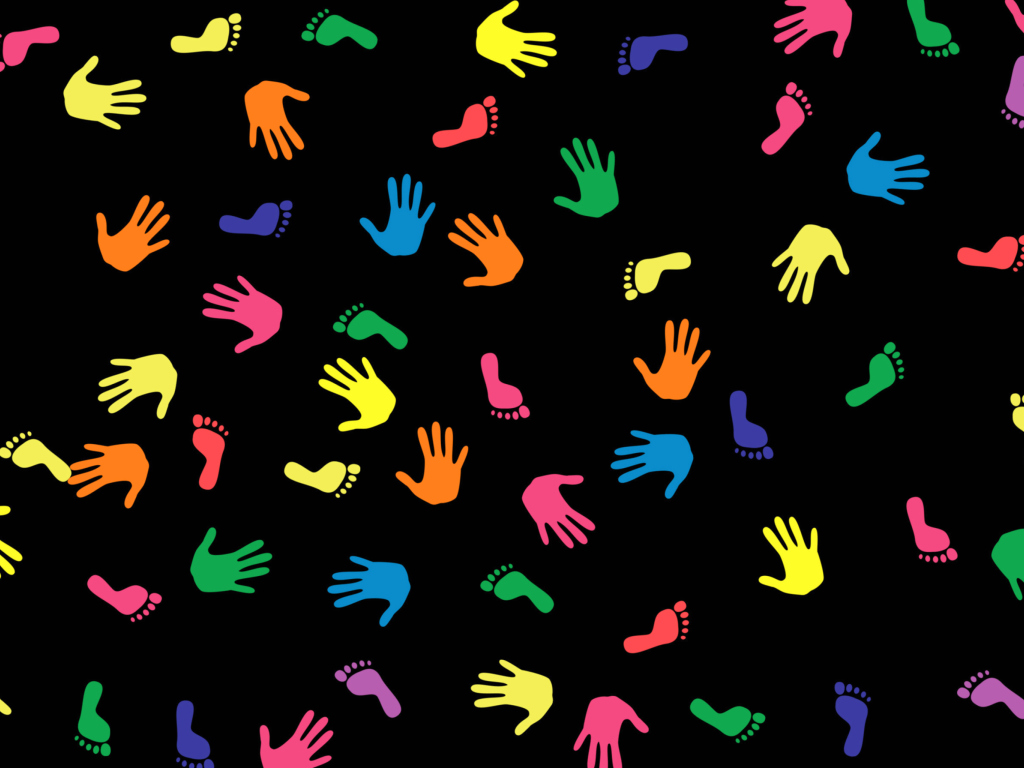 Screenshot №1 pro téma Colorful Hands And Feet Pattern 1024x768