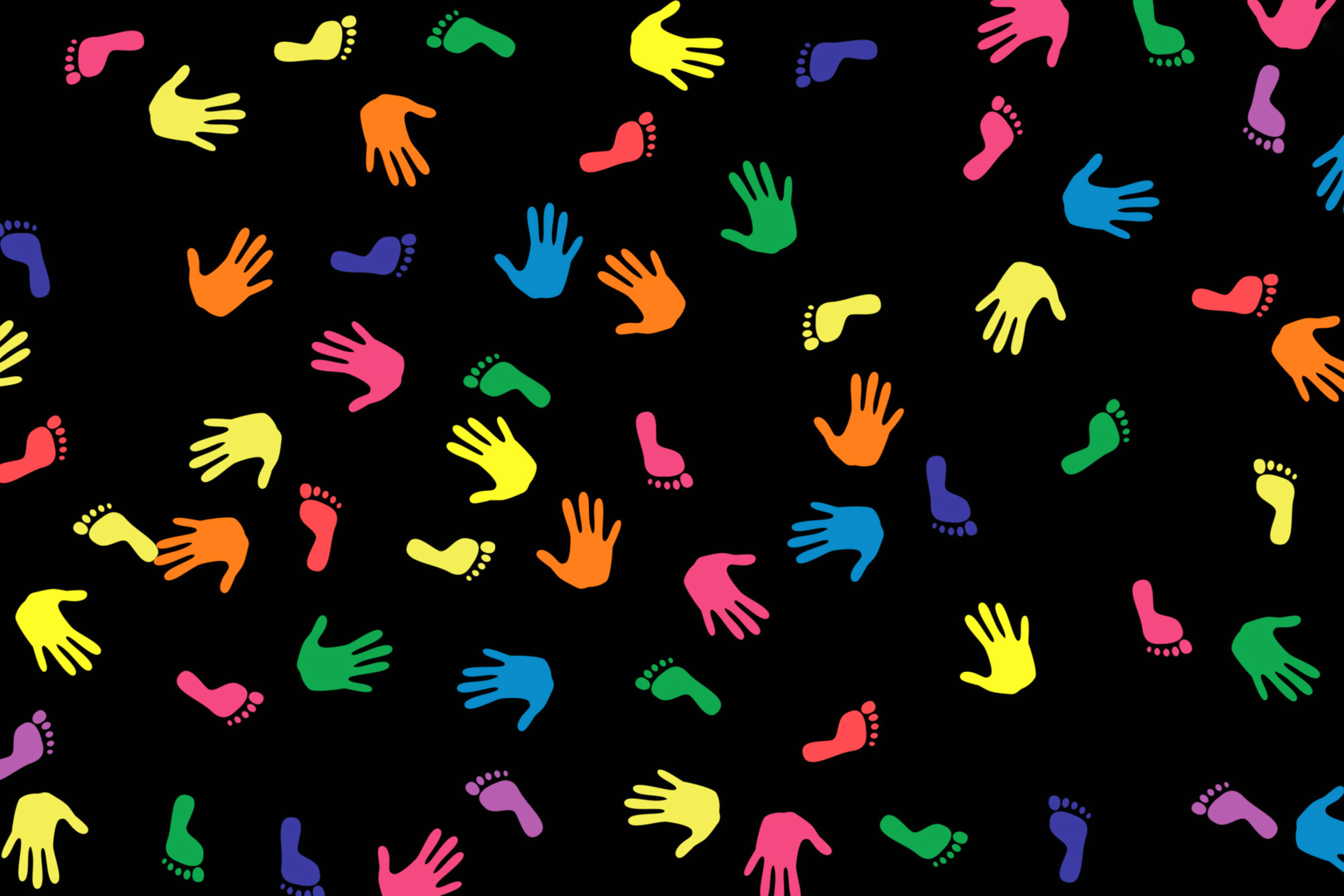 Colorful Hands And Feet Pattern screenshot #1 2880x1920