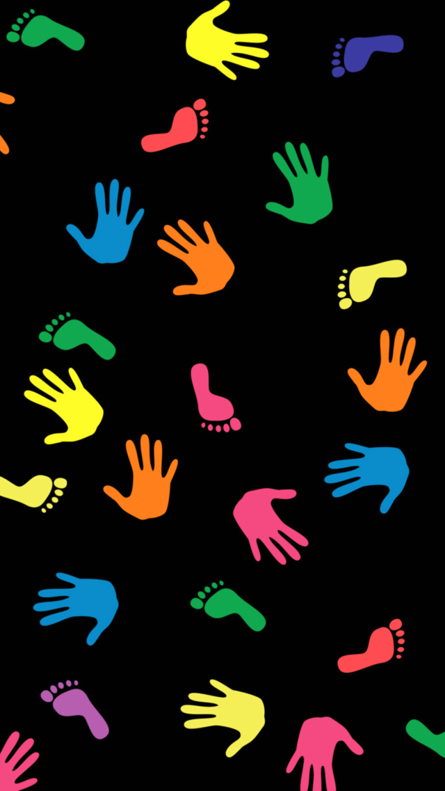 Das Colorful Hands And Feet Pattern Wallpaper 640x1136