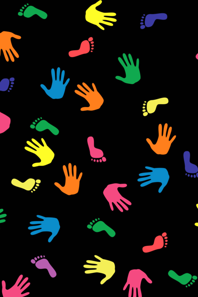 Das Colorful Hands And Feet Pattern Wallpaper 640x960