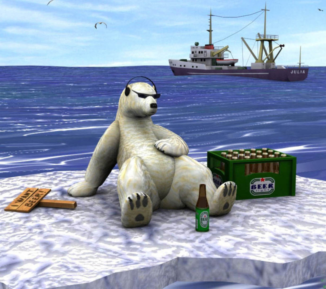 Das White Bear And Beer Wallpaper 1080x960