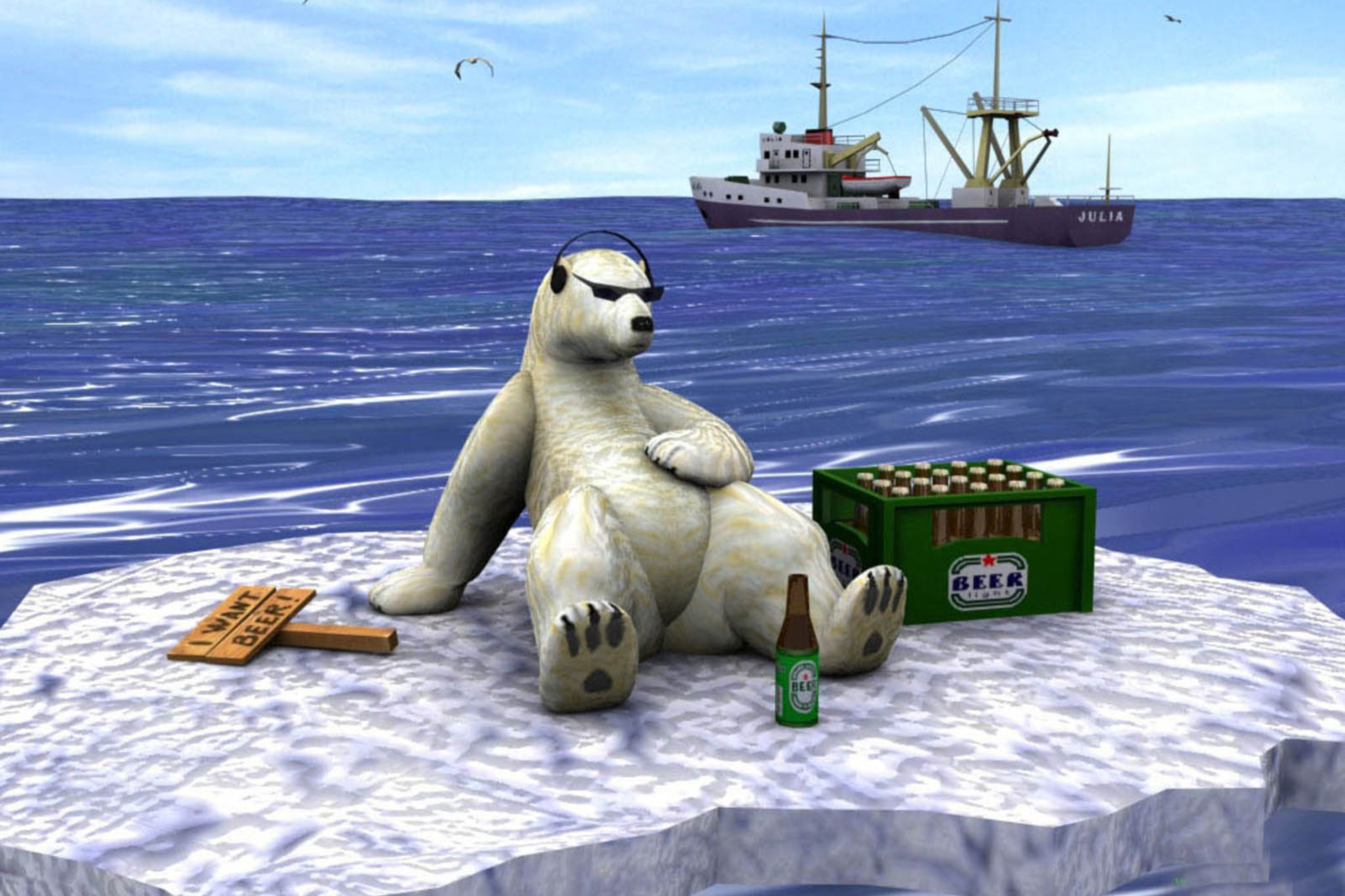 Das White Bear And Beer Wallpaper 2880x1920