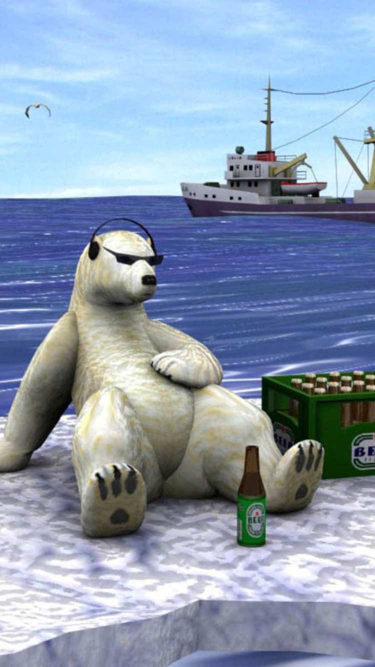 Fondo de pantalla White Bear And Beer 750x1334
