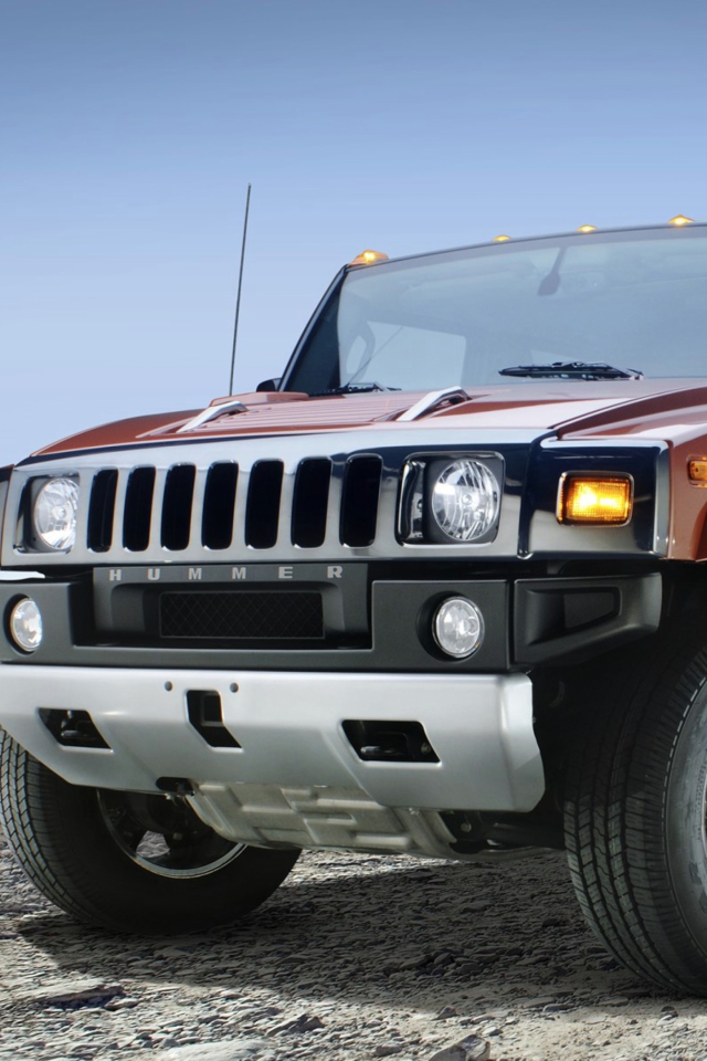 Das Hummer H2 Sedona Metallic Chrome Wallpaper 640x960