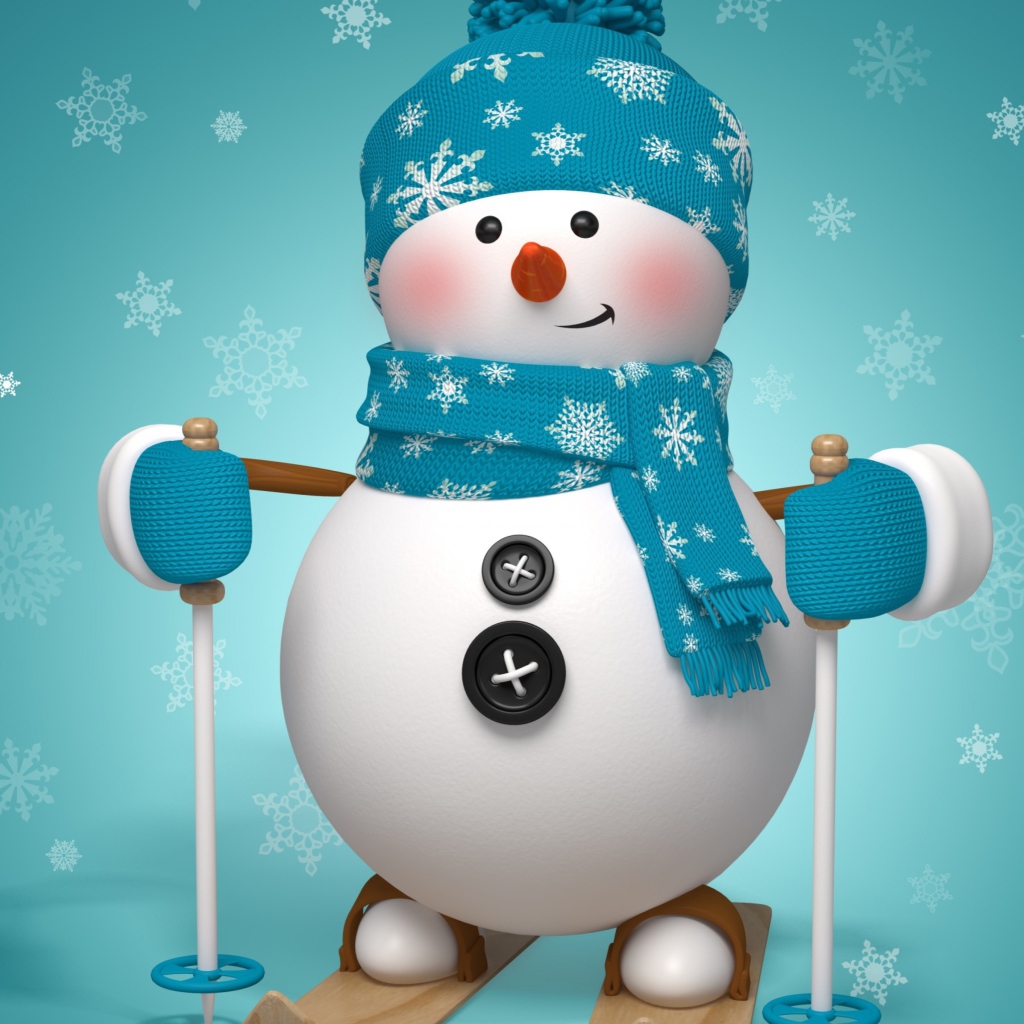 Screenshot №1 pro téma Cute Snowman Blue Hat 1024x1024