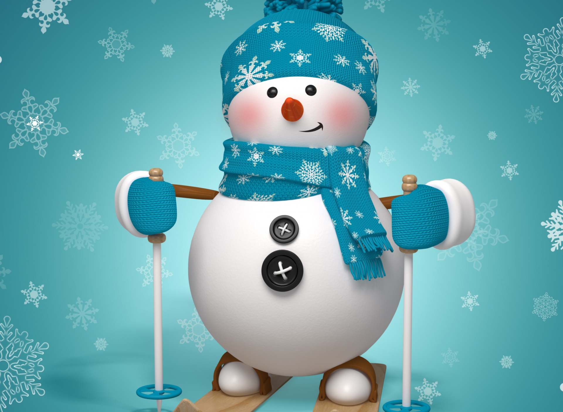 Screenshot №1 pro téma Cute Snowman Blue Hat 1920x1408