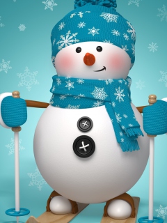 Обои Cute Snowman Blue Hat 240x320